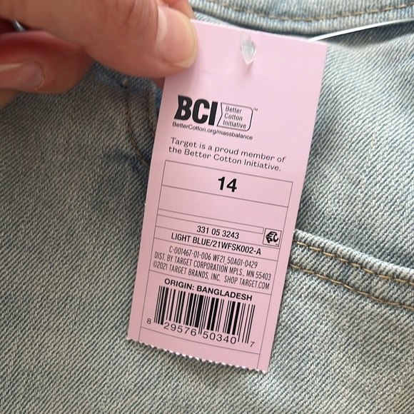 NWT Wild Fable Denim Jean Mini Skirt High Rise Distressed Stretch  sz 14 - Picture 6 of 7